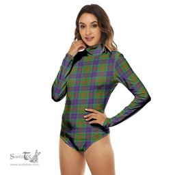 Scottish Stewart of Appin Hunting Modern Clan Tartan Womens Long Sleeve Turtleneck Bodysuit