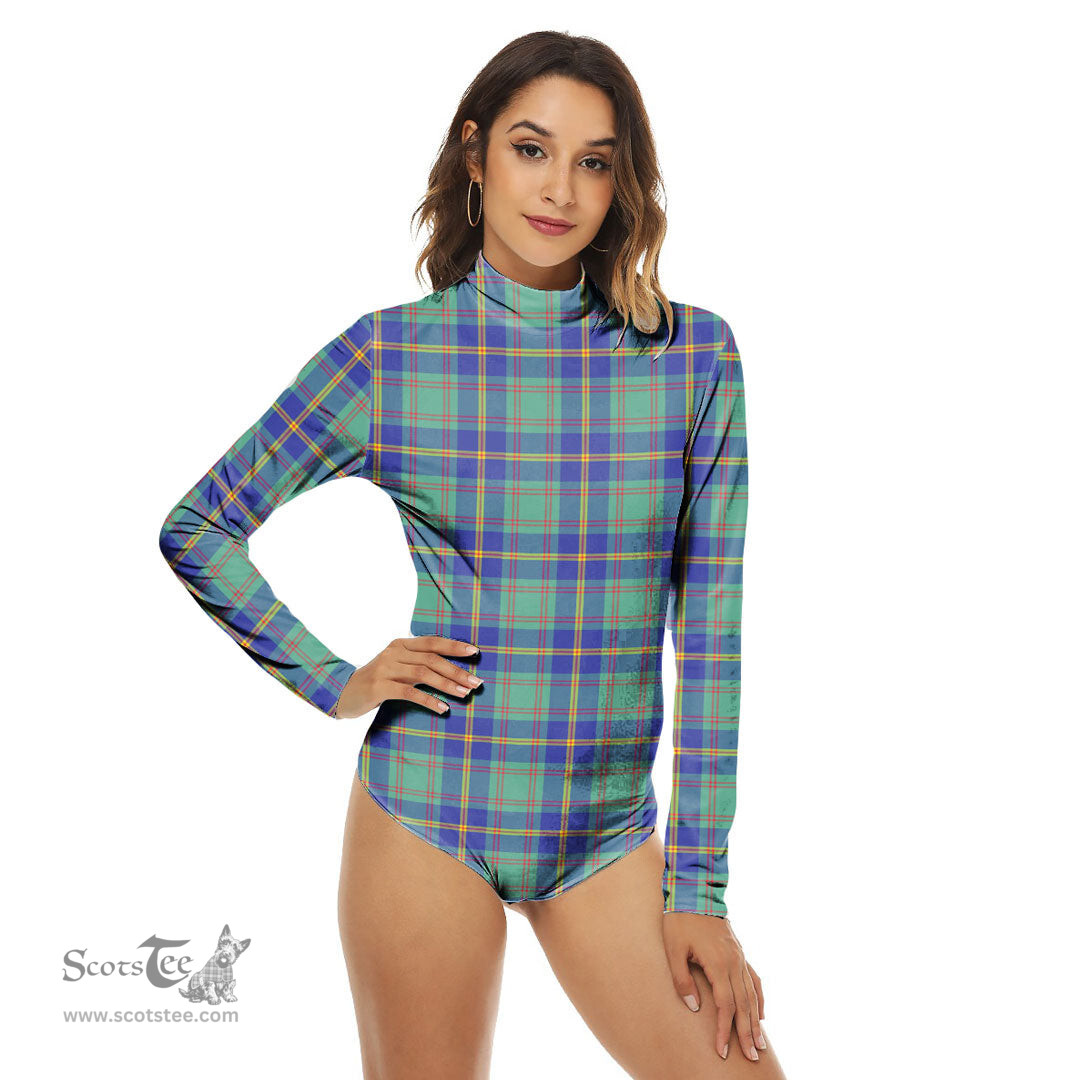 Scottish US Marine Clan Tartan Womens Long Sleeve Turtleneck Bodysuit