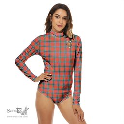 Scottish Sinclair Ancient Clan Crest Tartan Womens Long Sleeve Turtleneck Bodysuit