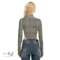 Scottish Burns Check Clan Tartan Womens Turtleneck High Cut Bodysuit Stretchy Jumpsuit