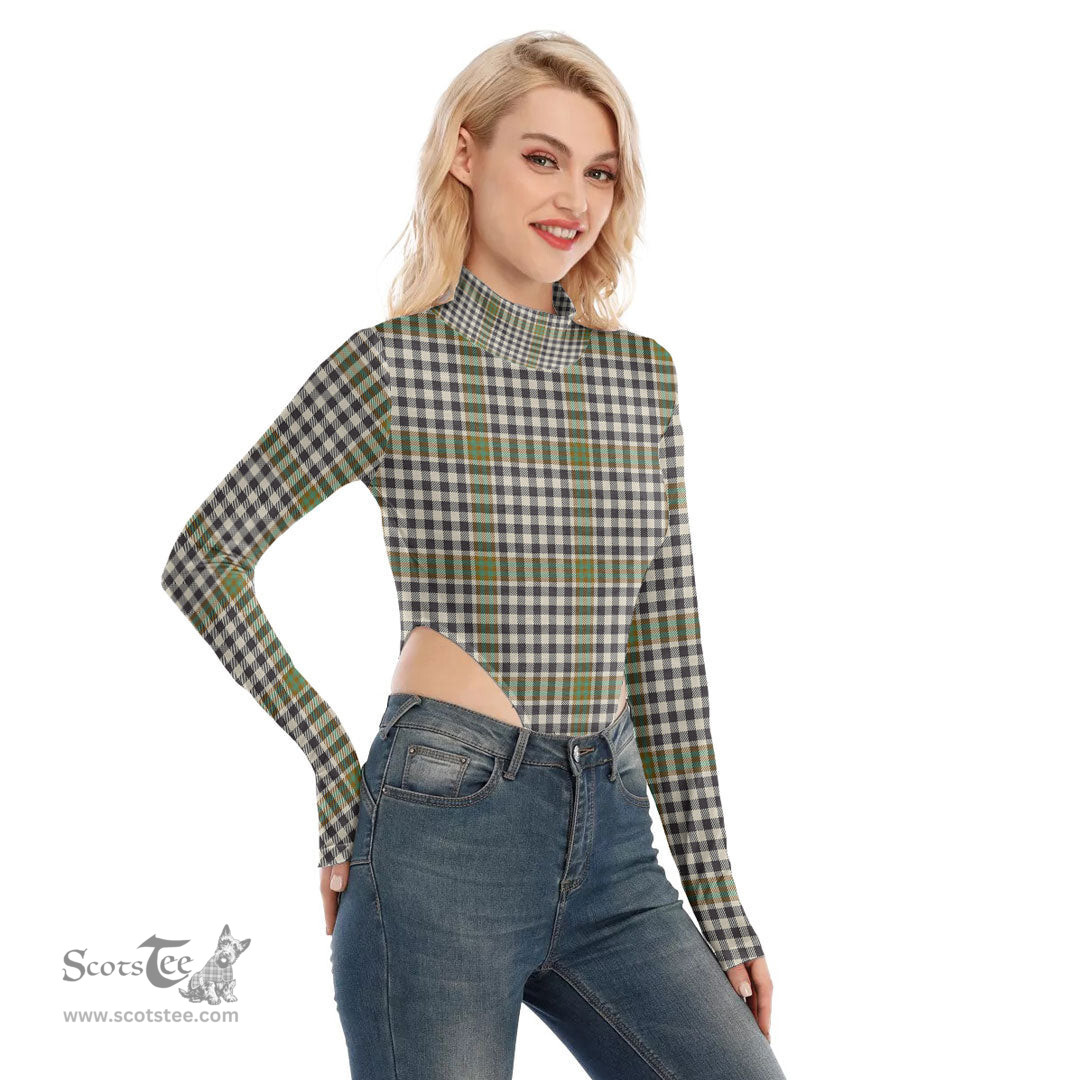 Scottish Burns Check Clan Tartan Womens Turtleneck High Cut Bodysuit Stretchy Jumpsuit
