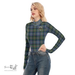 Scottish Cameron of Erracht Ancient Clan Crest Tartan Womens Turtleneck High Cut Bodysuit Stretchy Jumpsuit