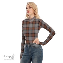 Scottish Cameron of Erracht Weathered Clan Tartan Womens Turtleneck High Cut Bodysuit Stretchy Jumpsuit