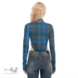 Scottish Bain Clan Crest Tartan Womens Turtleneck High Cut Bodysuit Stretchy Jumpsuit