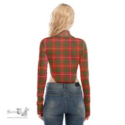 Scottish Bruce Modern Clan Tartan Womens Turtleneck High Cut Bodysuit Stretchy Jumpsuit
