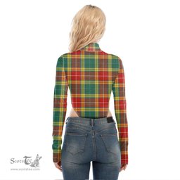 Scottish Buchanan Old Sett Clan Crest Tartan Womens Turtleneck High Cut Bodysuit Stretchy Jumpsuit