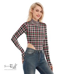 Scottish Borthwick Dress Ancient Clan Tartan Womens Turtleneck High Cut Bodysuit Stretchy Jumpsuit