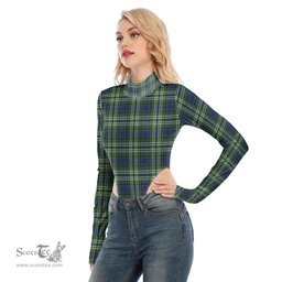 Scottish Blyth Clan Tartan Womens Turtleneck High Cut Bodysuit Stretchy Jumpsuit