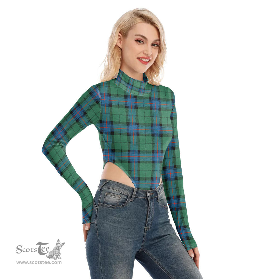 Scottish Armstrong Ancient Clan Tartan Womens Turtleneck High Cut Bodysuit Stretchy Jumpsuit