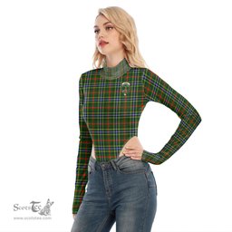 Scottish Bisset Clan Crest Tartan Womens Turtleneck High Cut Bodysuit Stretchy Jumpsuit