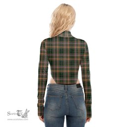 Scottish Buchanan Hunting Clan Tartan Womens Turtleneck High Cut Bodysuit Stretchy Jumpsuit