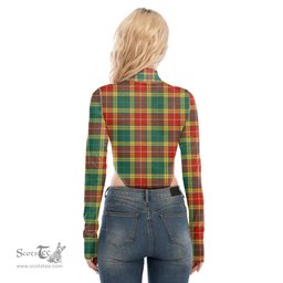 Scottish Buchanan Old Sett Clan Tartan Womens Turtleneck High Cut Bodysuit Stretchy Jumpsuit