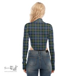 Scottish Cameron of Erracht Ancient Clan Tartan Womens Turtleneck High Cut Bodysuit Stretchy Jumpsuit