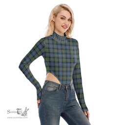 Scottish Cameron of Erracht Ancient Clan Tartan Womens Turtleneck High Cut Bodysuit Stretchy Jumpsuit