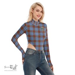 Scottish Anderson Modern Clan Crest Tartan Womens Turtleneck High Cut Bodysuit Stretchy Jumpsuit