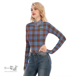 Scottish Anderson Modern Clan Crest Tartan Womens Turtleneck High Cut Bodysuit Stretchy Jumpsuit