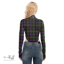 Scottish Cameron of Erracht Modern Clan Crest Tartan Womens Turtleneck High Cut Bodysuit Stretchy Jumpsuit