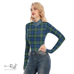 Scottish Baird Ancient Clan Tartan Womens Turtleneck High Cut Bodysuit Stretchy Jumpsuit