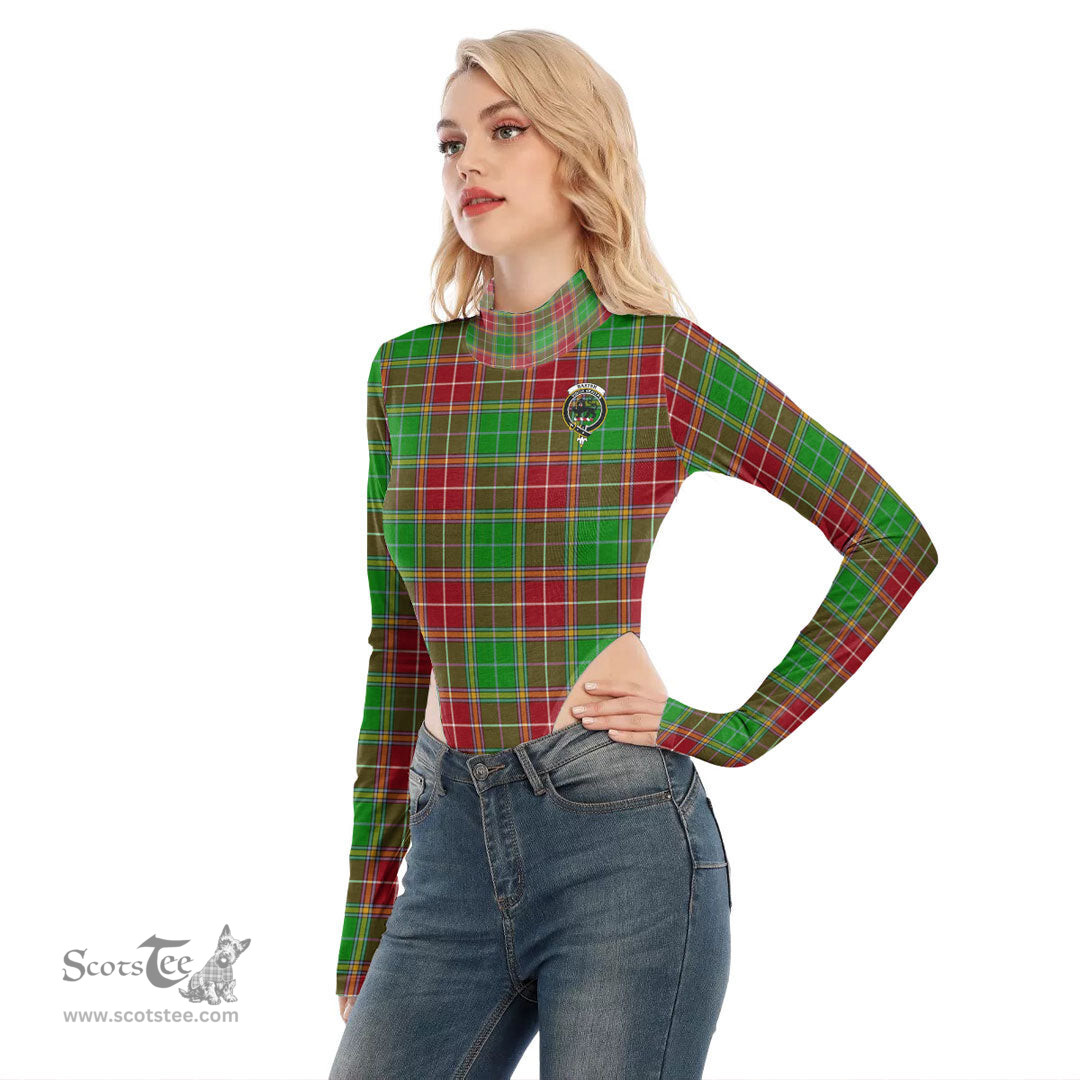 Scottish Baxter Modern Clan Crest Tartan Womens Turtleneck High Cut Bodysuit Stretchy Jumpsuit