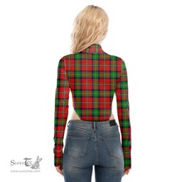 Scottish Boyd Modern Clan Tartan Womens Turtleneck High Cut Bodysuit Stretchy Jumpsuit