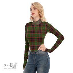 Scottish Buchan Modern Clan Tartan Womens Turtleneck High Cut Bodysuit Stretchy Jumpsuit