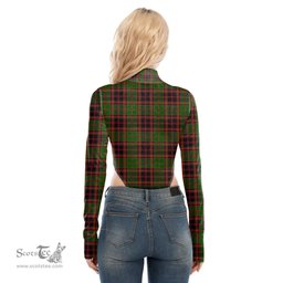 Scottish Buchan Modern Clan Tartan Womens Turtleneck High Cut Bodysuit Stretchy Jumpsuit