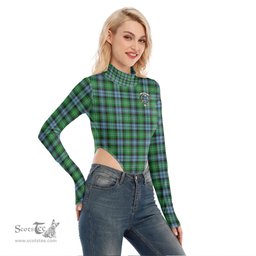 Scottish Arbuthnot Ancient Clan Crest Tartan Womens Turtleneck High Cut Bodysuit Stretchy Jumpsuit