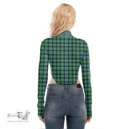 Scottish Arbuthnot Ancient Clan Crest Tartan Womens Turtleneck High Cut Bodysuit Stretchy Jumpsuit