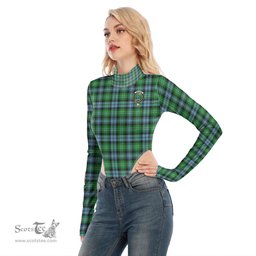 Scottish Arbuthnot Ancient Clan Crest Tartan Womens Turtleneck High Cut Bodysuit Stretchy Jumpsuit