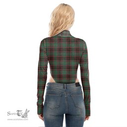 Scottish Buchan Ancient Clan Crest Tartan Womens Turtleneck High Cut Bodysuit Stretchy Jumpsuit