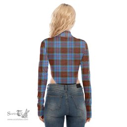 Scottish Anderson Modern Clan Tartan Womens Turtleneck High Cut Bodysuit Stretchy Jumpsuit