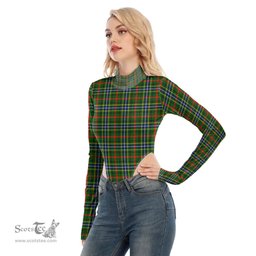 Scottish Bisset Clan Tartan Womens Turtleneck High Cut Bodysuit Stretchy Jumpsuit