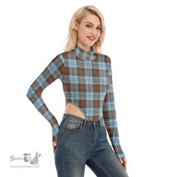 Scottish Anderson Ancient Clan Tartan Womens Turtleneck High Cut Bodysuit Stretchy Jumpsuit