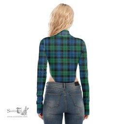 Scottish Blackwatch Ancient Clan Tartan Womens Turtleneck High Cut Bodysuit Stretchy Jumpsuit