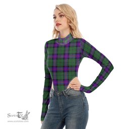 Scottish Armstrong Modern Clan Tartan Womens Turtleneck High Cut Bodysuit Stretchy Jumpsuit