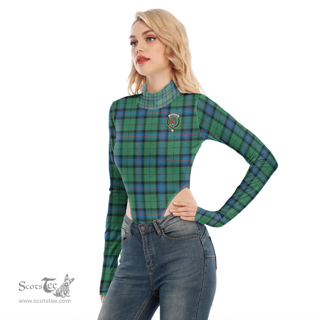 Scottish Armstrong Ancient Clan Crest Tartan Womens Turtleneck High Cut Bodysuit Stretchy Jumpsuit