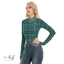 Scottish Armstrong Ancient Clan Crest Tartan Womens Turtleneck High Cut Bodysuit Stretchy Jumpsuit