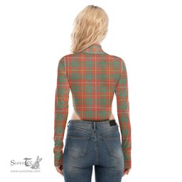 Scottish Bruce Ancient Clan Tartan Womens Turtleneck High Cut Bodysuit Stretchy Jumpsuit