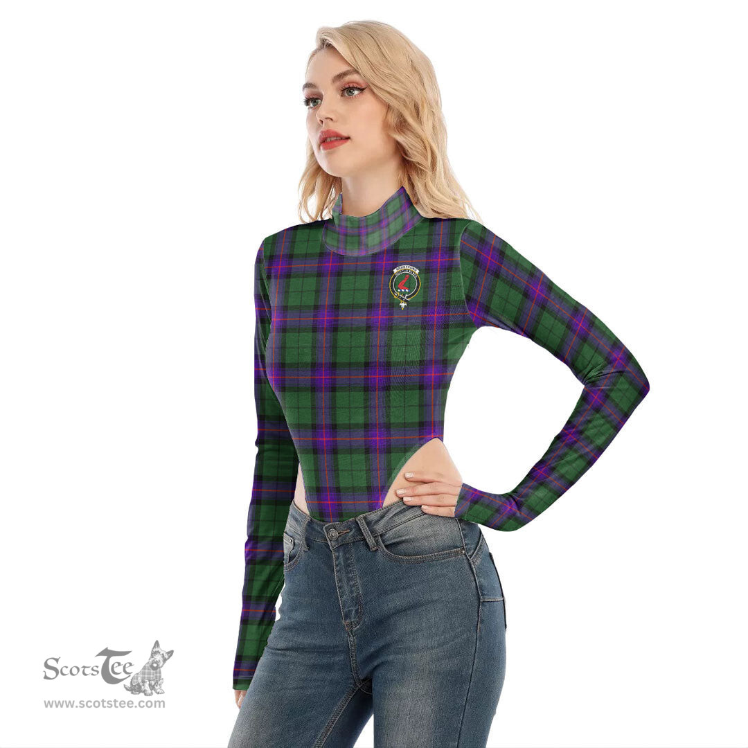 Scottish Armstrong Modern Clan Crest Tartan Womens Turtleneck High Cut Bodysuit Stretchy Jumpsuit