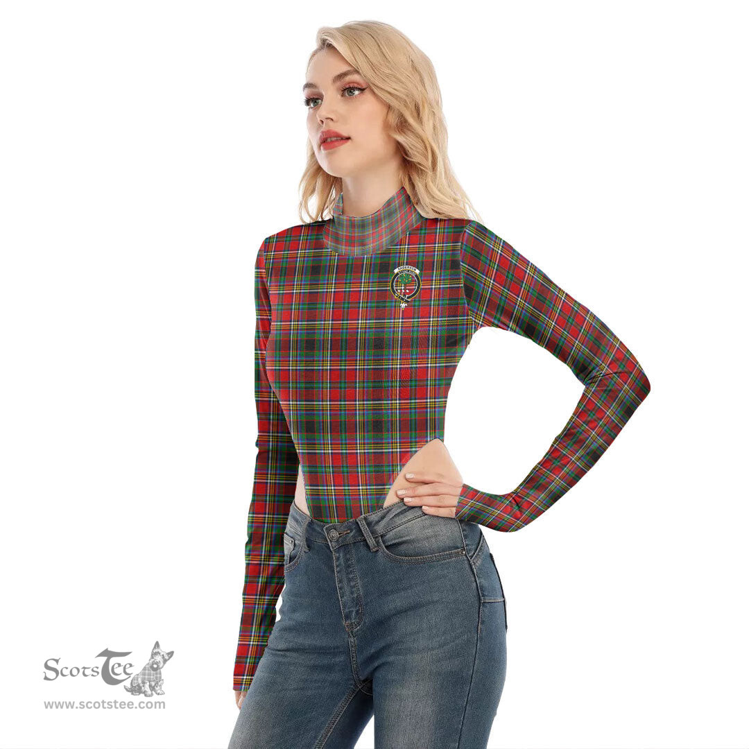Scottish Anderson of Arbrake Clan Crest Tartan Womens Turtleneck High Cut Bodysuit Stretchy Jumpsuit
