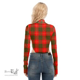 Scottish Cameron Modern Clan Tartan Womens Turtleneck High Cut Bodysuit Stretchy Jumpsuit
