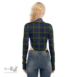 Scottish Gunn Modern Clan Crest Tartan Womens Turtleneck High Cut Bodysuit Stretchy Jumpsuit