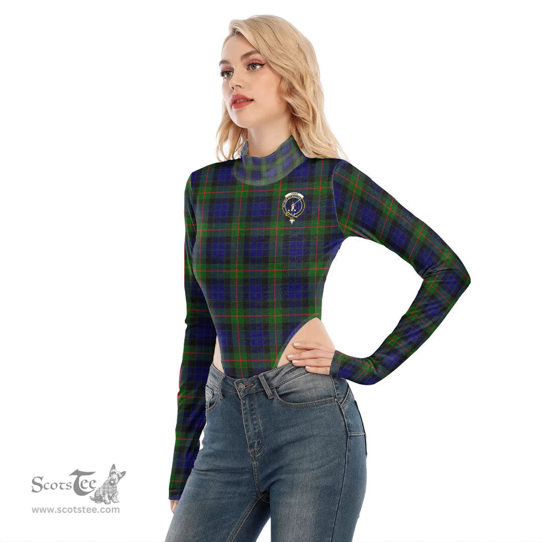 Scottish Gunn Modern Clan Crest Tartan Womens Turtleneck High Cut Bodysuit Stretchy Jumpsuit