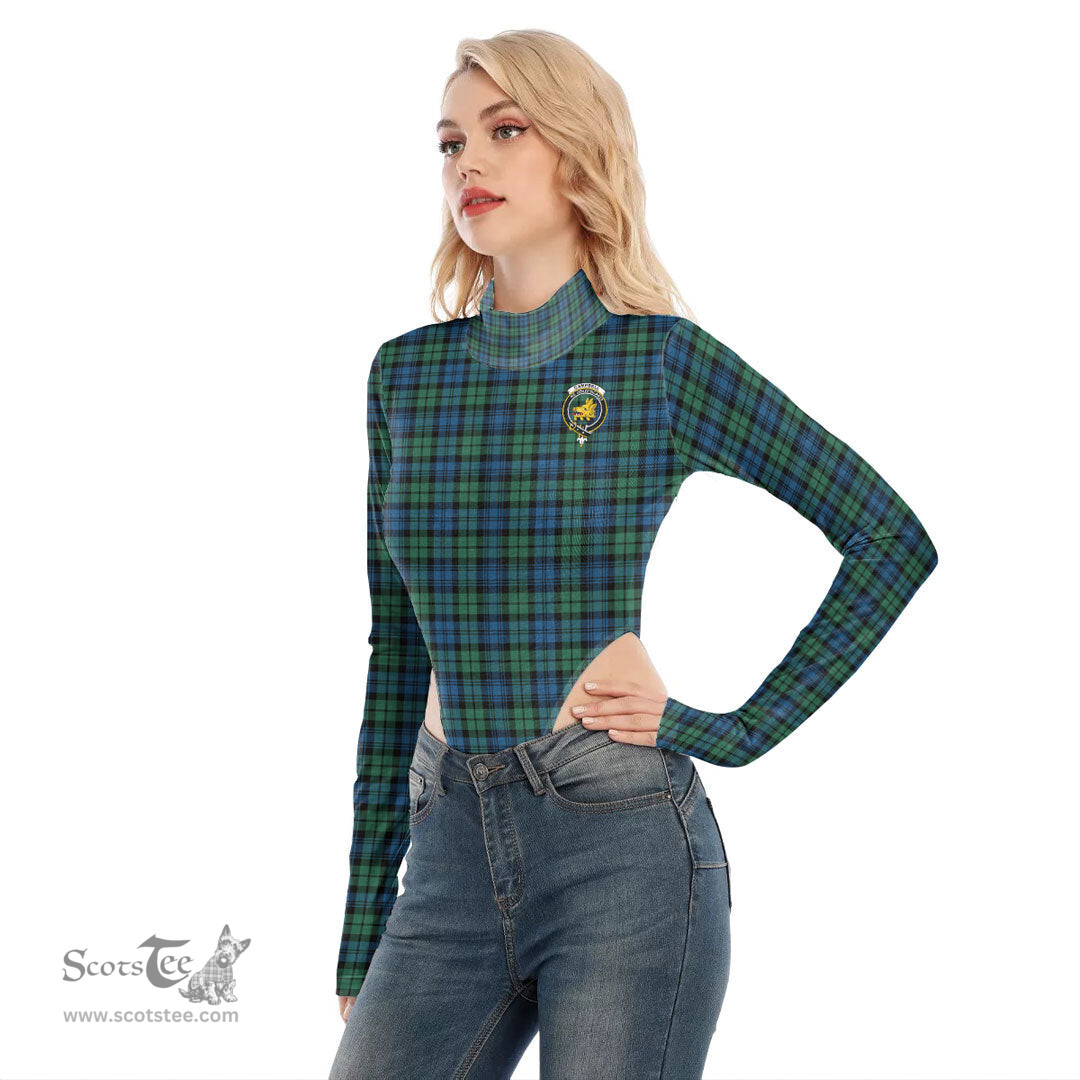 Scottish Campbell Ancient 02 Clan Crest Tartan Womens Turtleneck High Cut Bodysuit Stretchy Jumpsuit