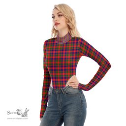Scottish Gow Modern Clan Tartan Womens Turtleneck High Cut Bodysuit Stretchy Jumpsuit