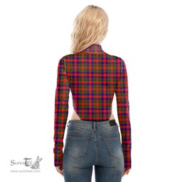 Scottish Gow Modern Clan Tartan Womens Turtleneck High Cut Bodysuit Stretchy Jumpsuit