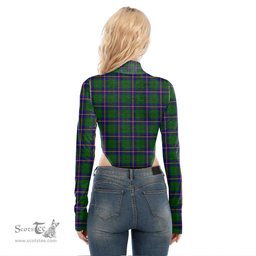 Scottish Carmichael Modern Clan Crest Tartan Womens Turtleneck High Cut Bodysuit Stretchy Jumpsuit