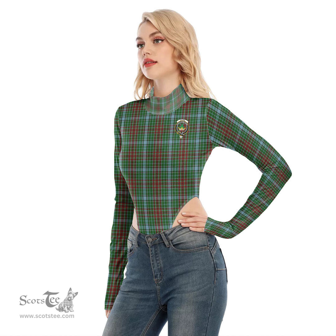 Scottish Gayre Clan Crest Tartan Womens Turtleneck High Cut Bodysuit Stretchy Jumpsuit