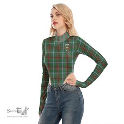 Scottish Gayre Clan Crest Tartan Womens Turtleneck High Cut Bodysuit Stretchy Jumpsuit