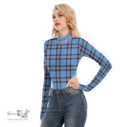 Scottish Elliot Ancient Clan Tartan Womens Turtleneck High Cut Bodysuit Stretchy Jumpsuit